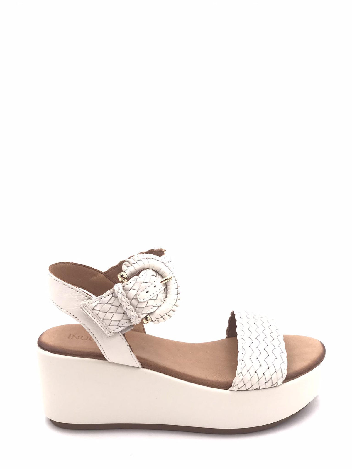 Sandalo in pelle intrecciata crema 123035 CREMA INUOVO 