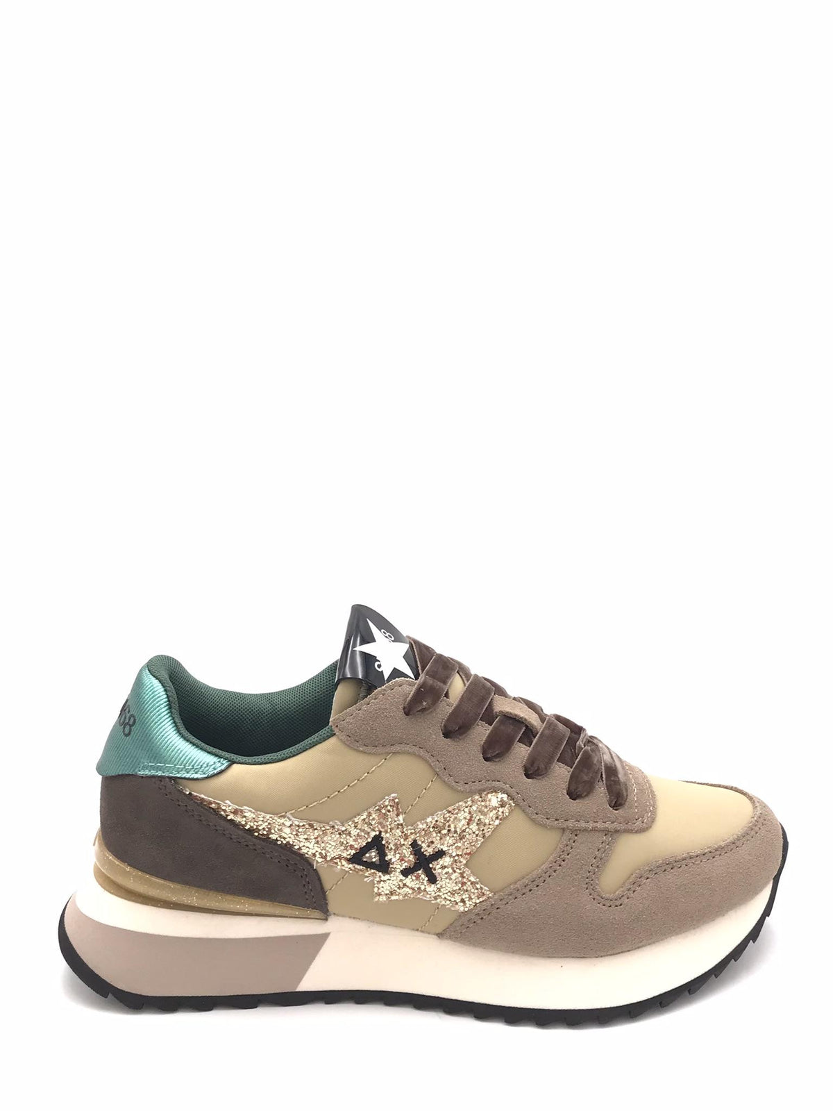 Sneakers Stargirl glitter logo beige scuro Z45217 BEIGE SUN 68 