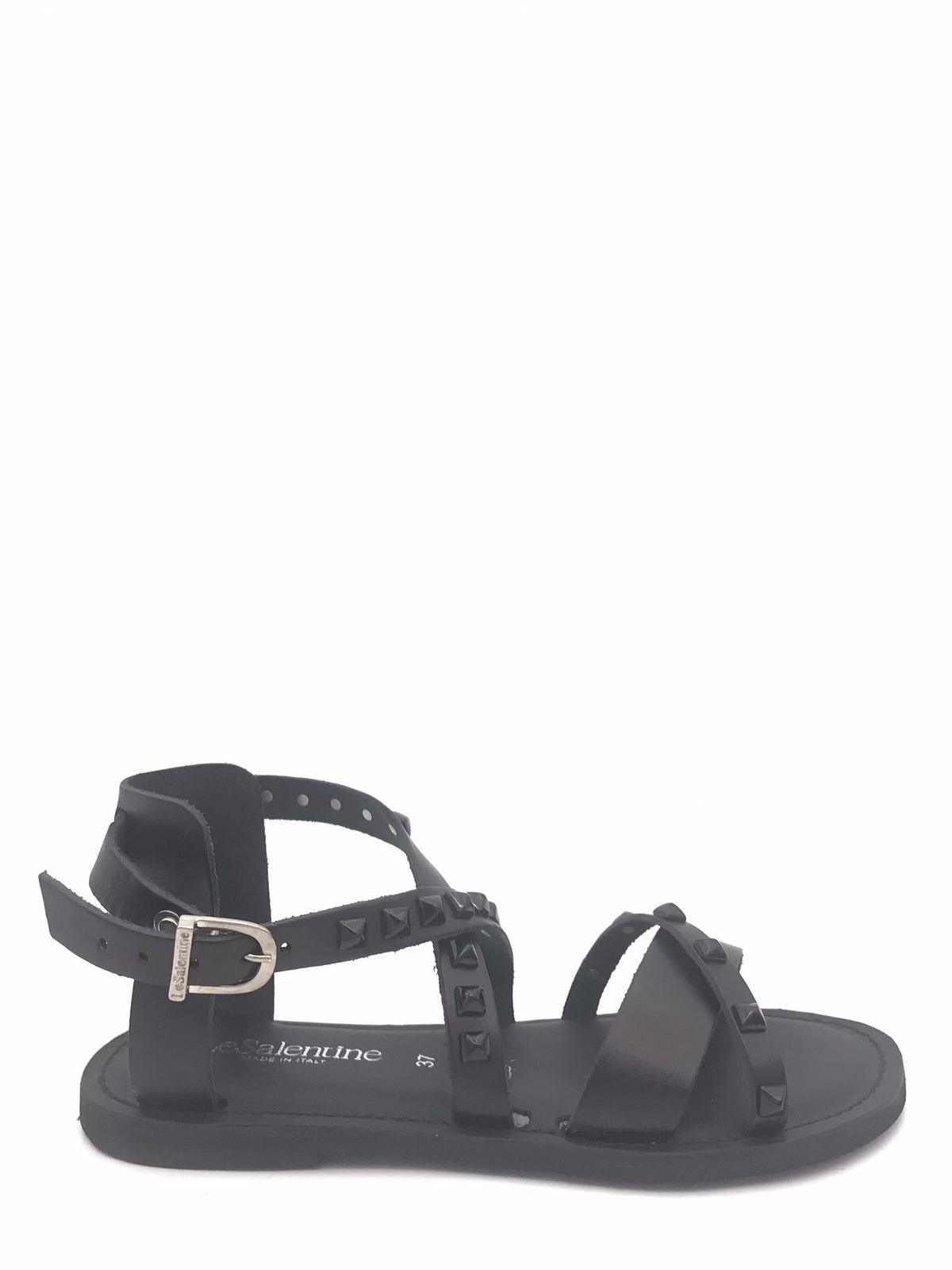 Sandali bassi iin pelle nera con talloncino e borchie 1162 NERO LE SALENTINE 