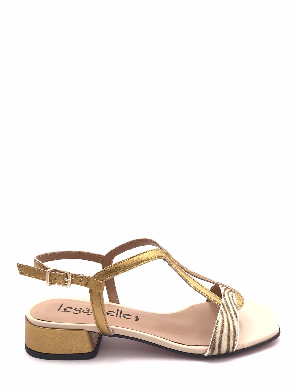 Sandalo in cavallino zebrato e pelle bronzo 202 BRONZO LEGAZZELLE 
