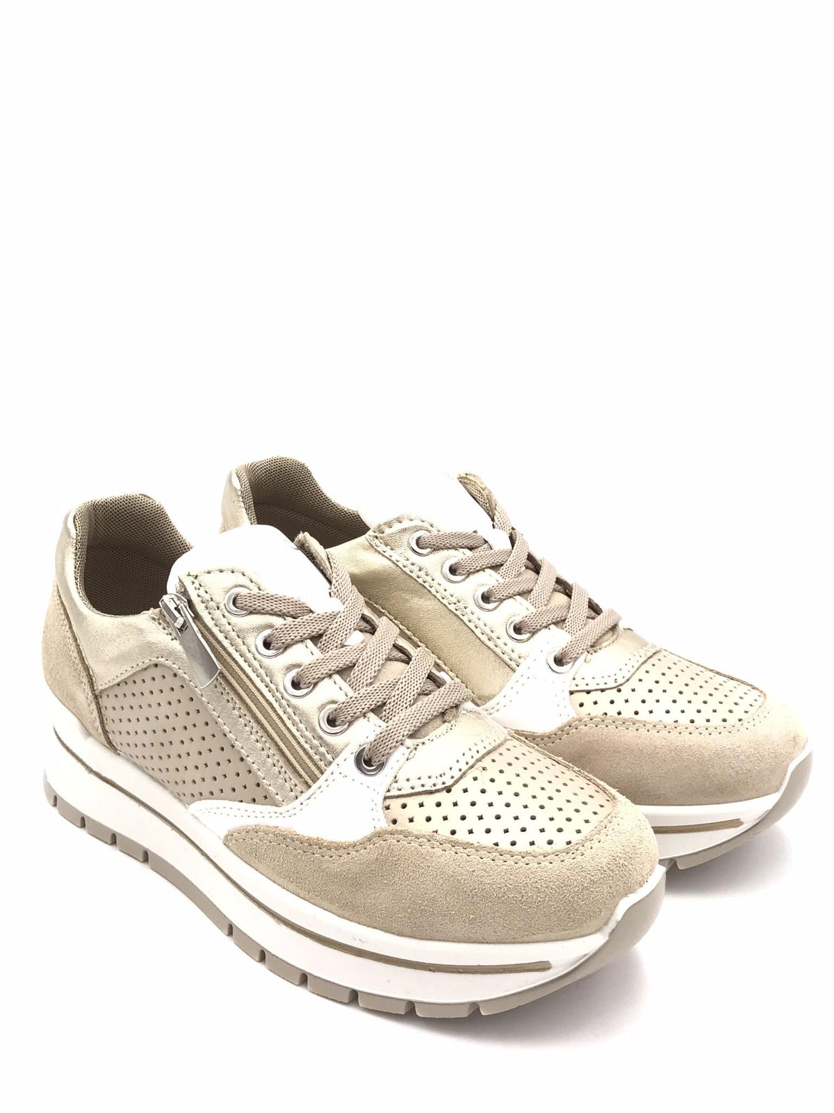 Sneakers donna Anika avorio-platino