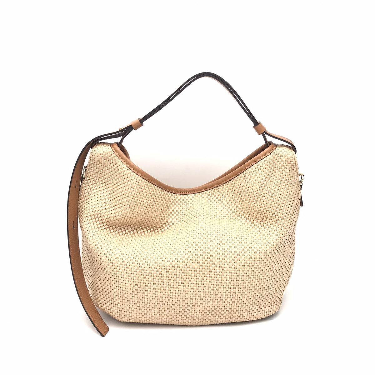 Borsa Ingrid small in raffia naturale-cuoio 2770PE NATURALE/CUOIO LORISTELLA 