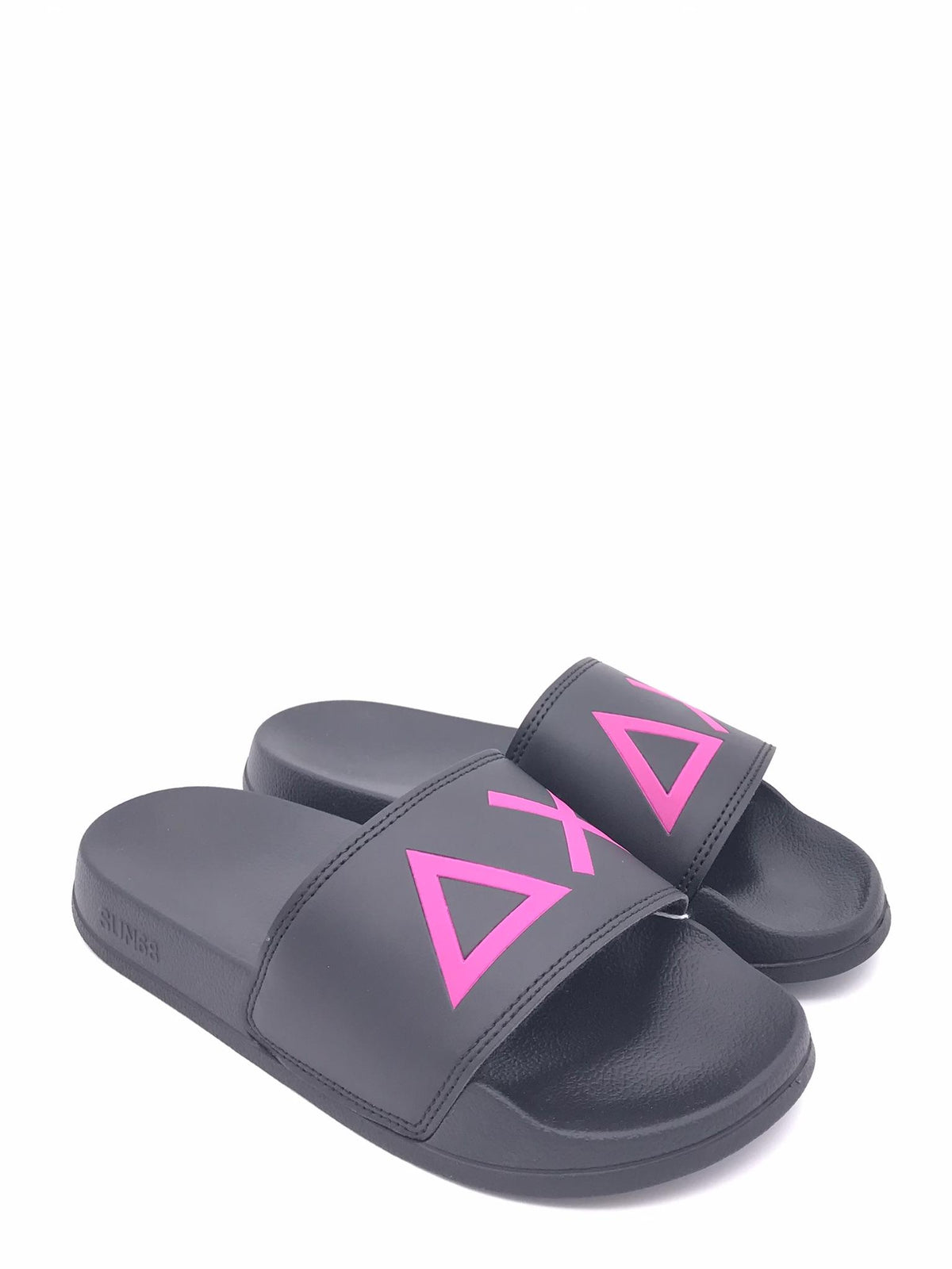 Slippers logo nera-fuxia