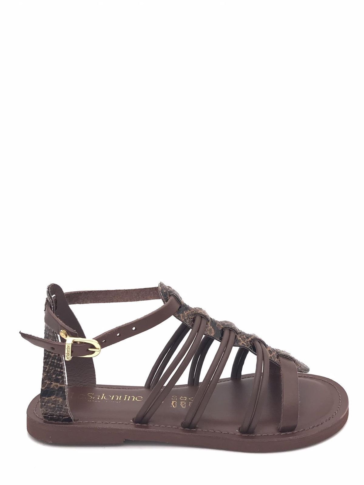 Sandali bassi marroni con stampa pitone 1176 MARRONE LE SALENTINE 