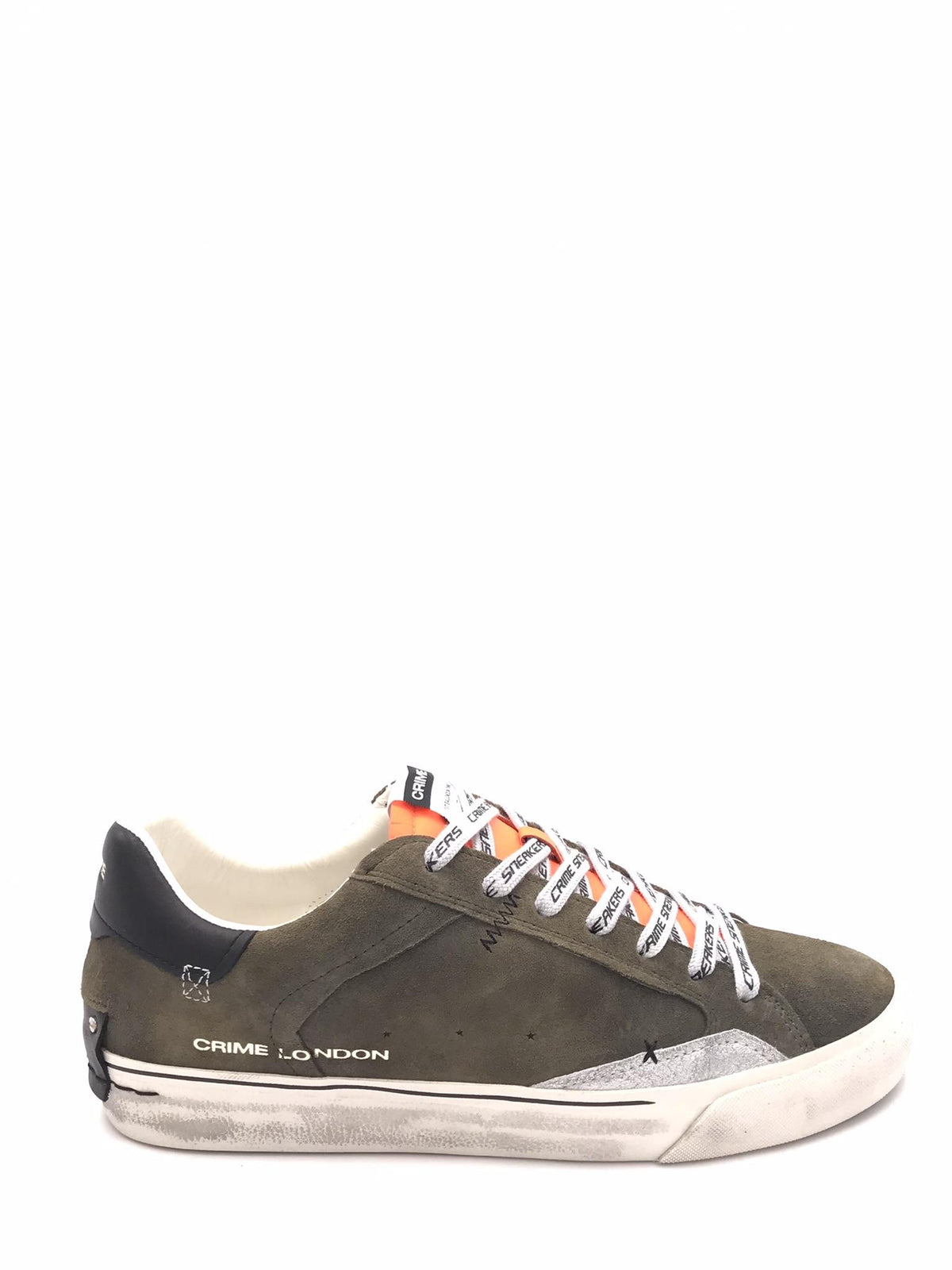 Sneakers distressed deconstructed in crosta verde militare 11030 MILITARE CRIME LONDON 
