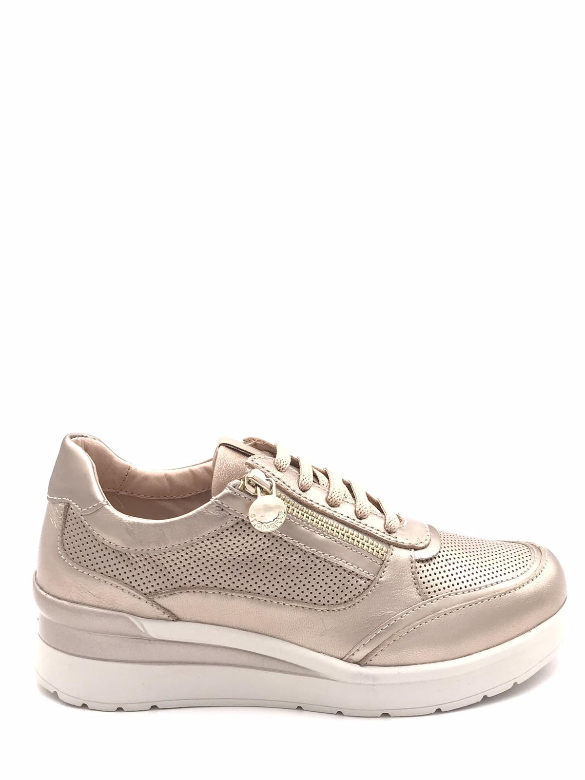Sneakers donna Cream laminata platino