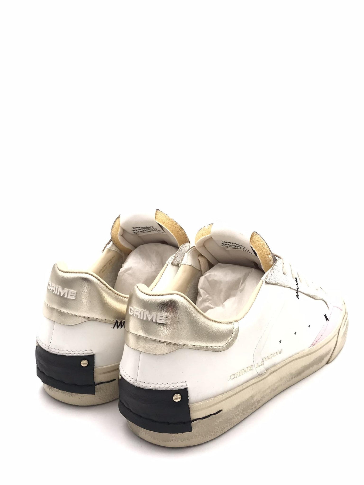 Sneakers Distrassed in pelle bianca 29070 BIANCO/ORO CRIME LONDON 