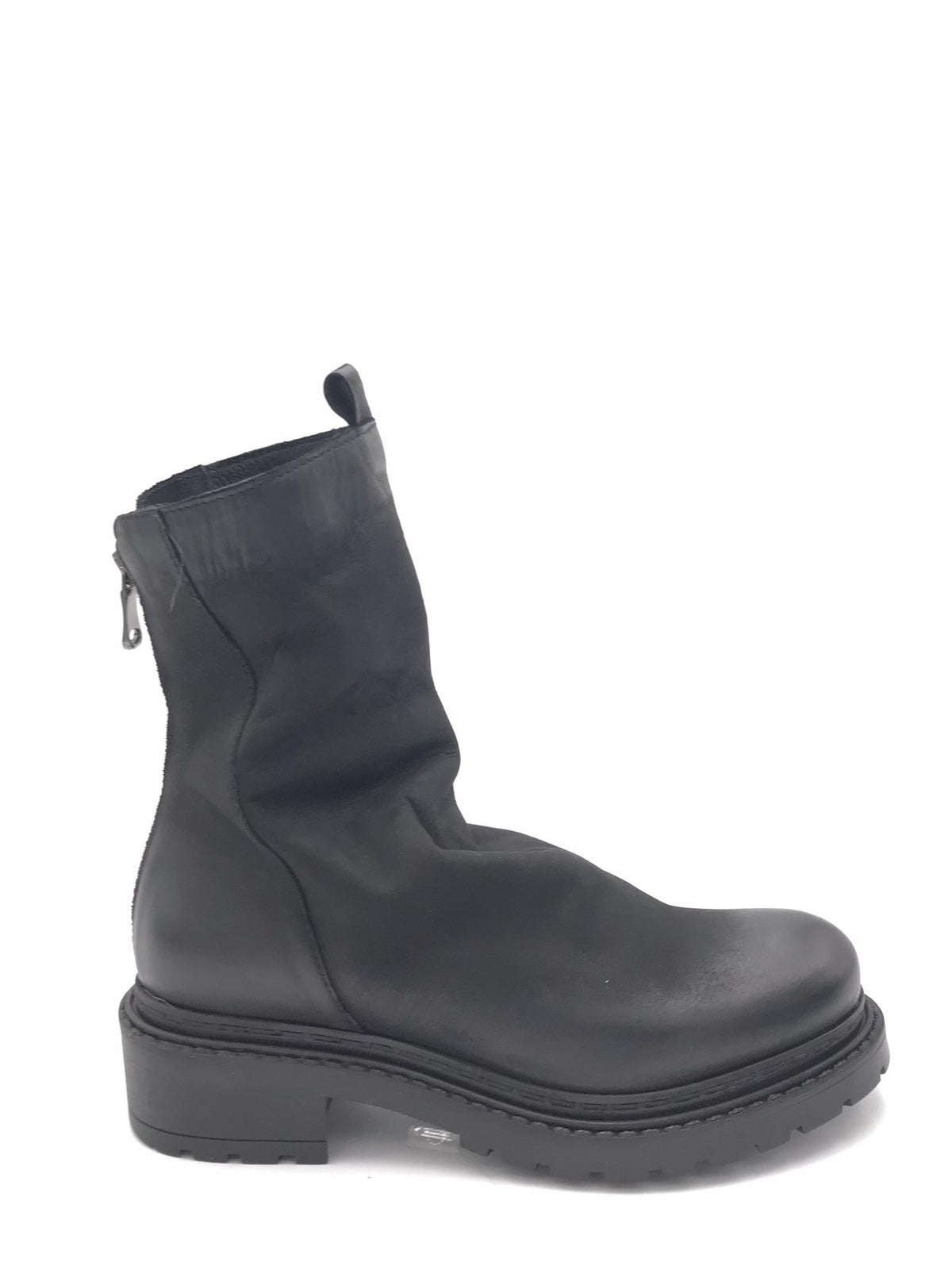Tronchetto arricciato in pelle nera MA05 NERO METISSE 