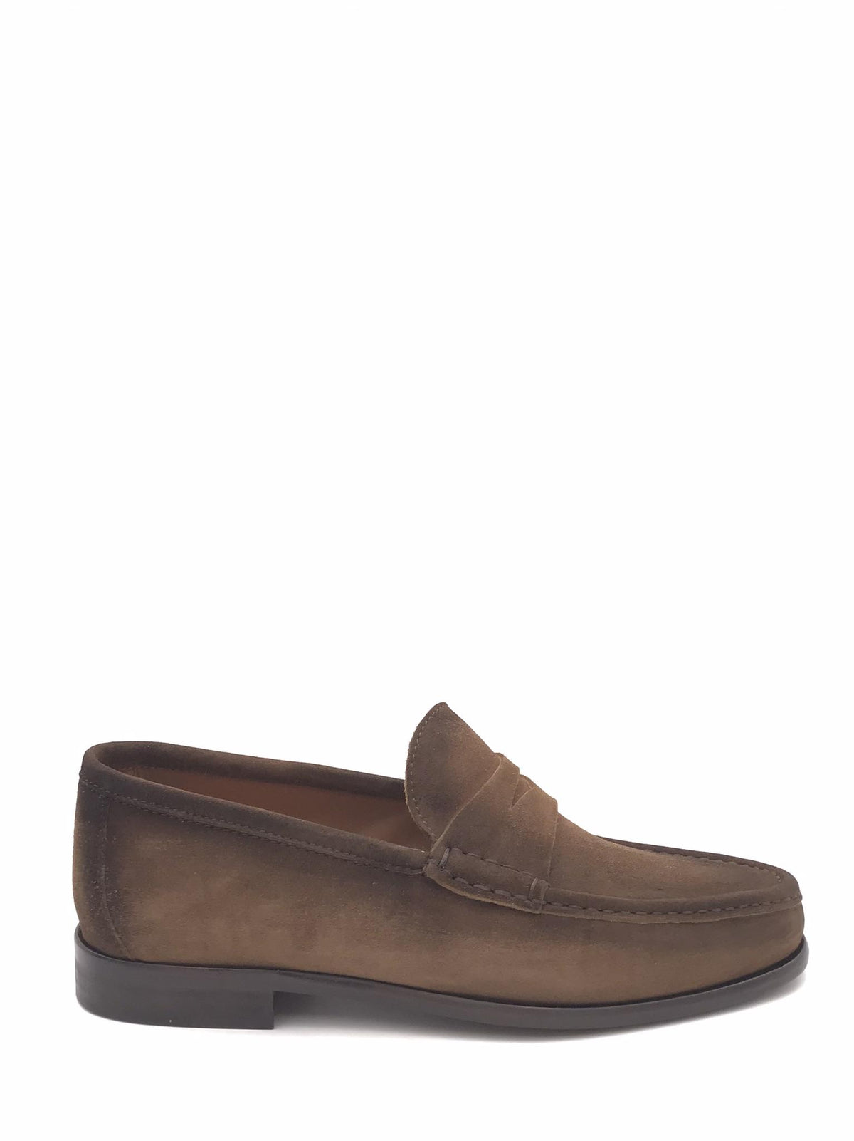 Mocassino sfoderato in camoscio marrone vintage