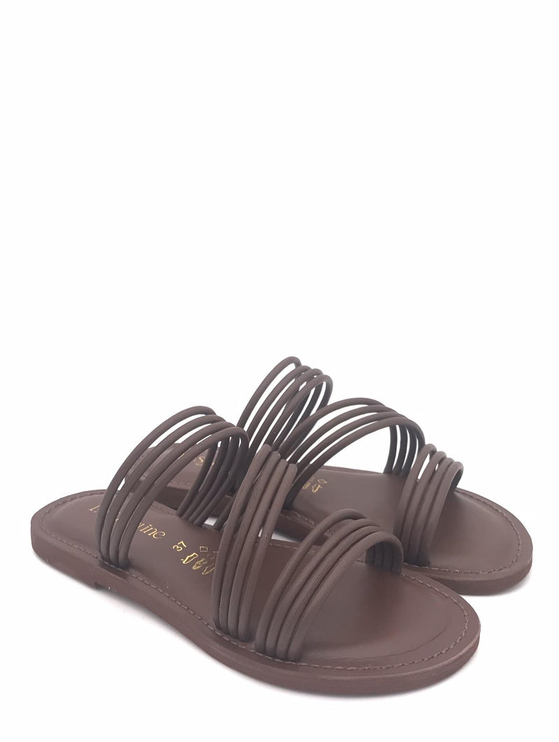 Ciabatte fascette in pelle marrone 1186 MARRONE LE SALENTINE 