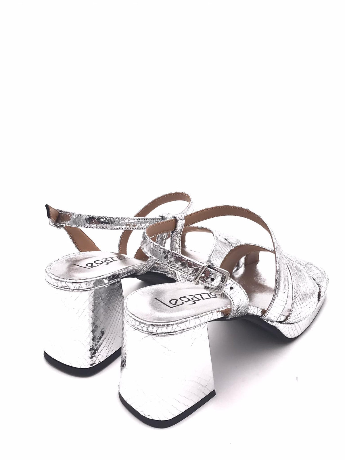Sandalo con plateau laminato silver 820 ARGENTO LEGAZZELLE 