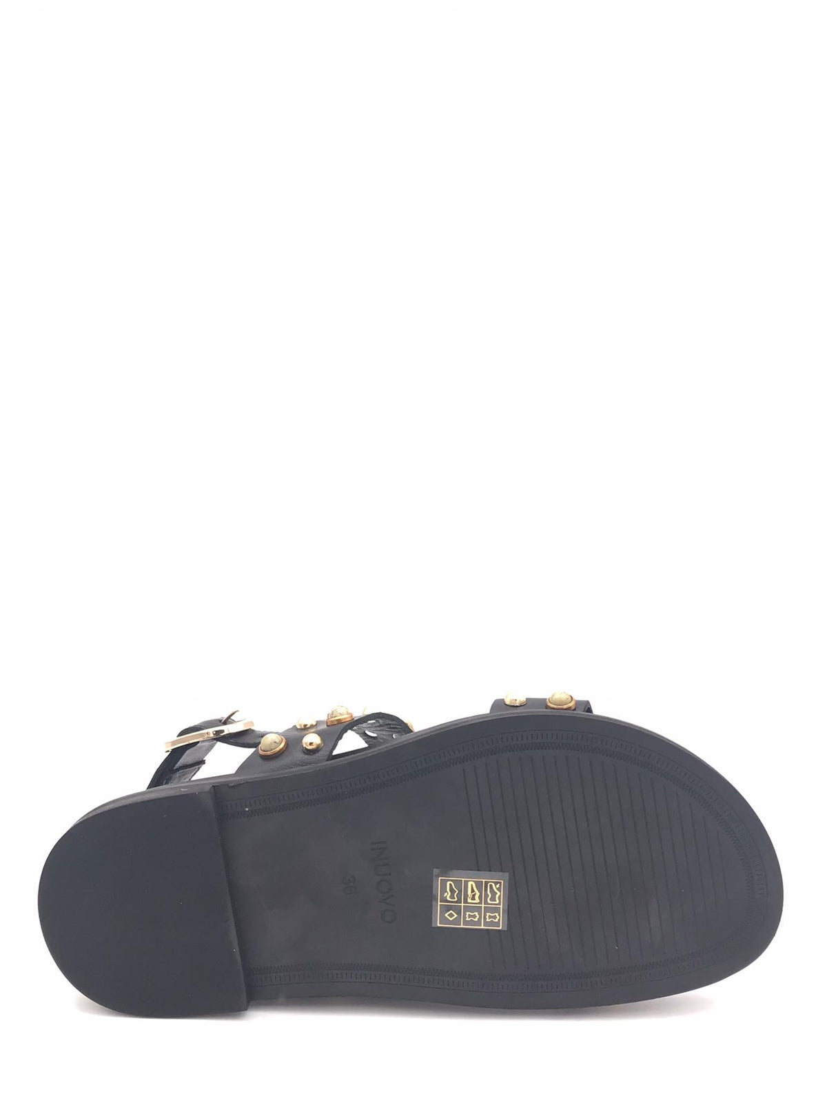 Sandalo in pelle nera con borchie D51009 NERO INUOVO 