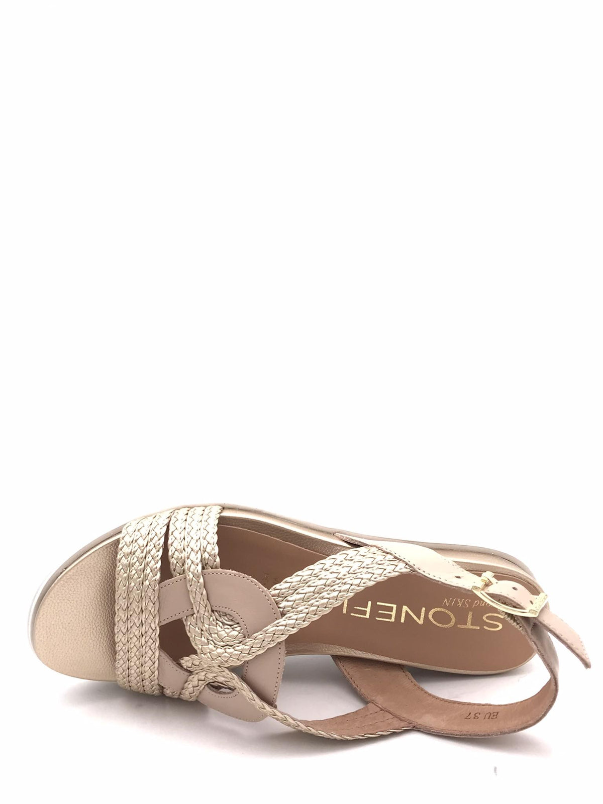 Sandalo con zeppa  intrecciato taupe-oro 220895 TAUPE STONEFLY 