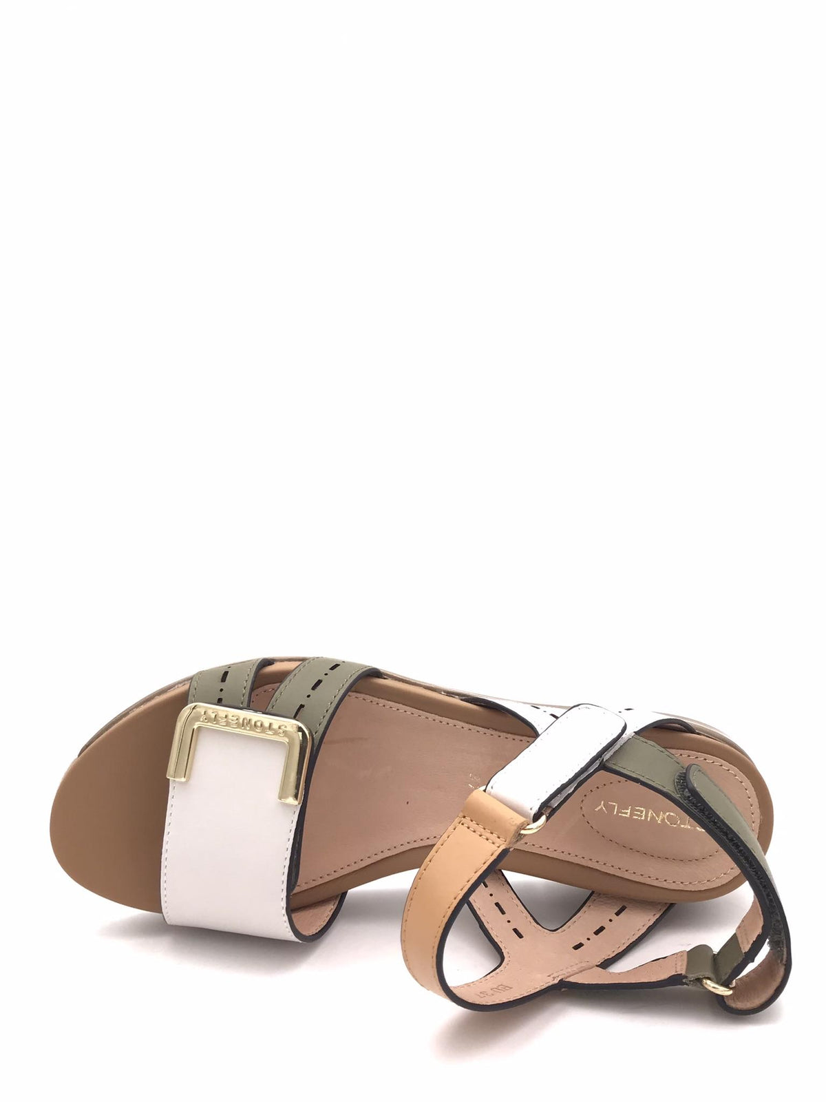 Sandalo Elody in pelle bianca-verde 220834 BINACO/VERDE STONEFLY 