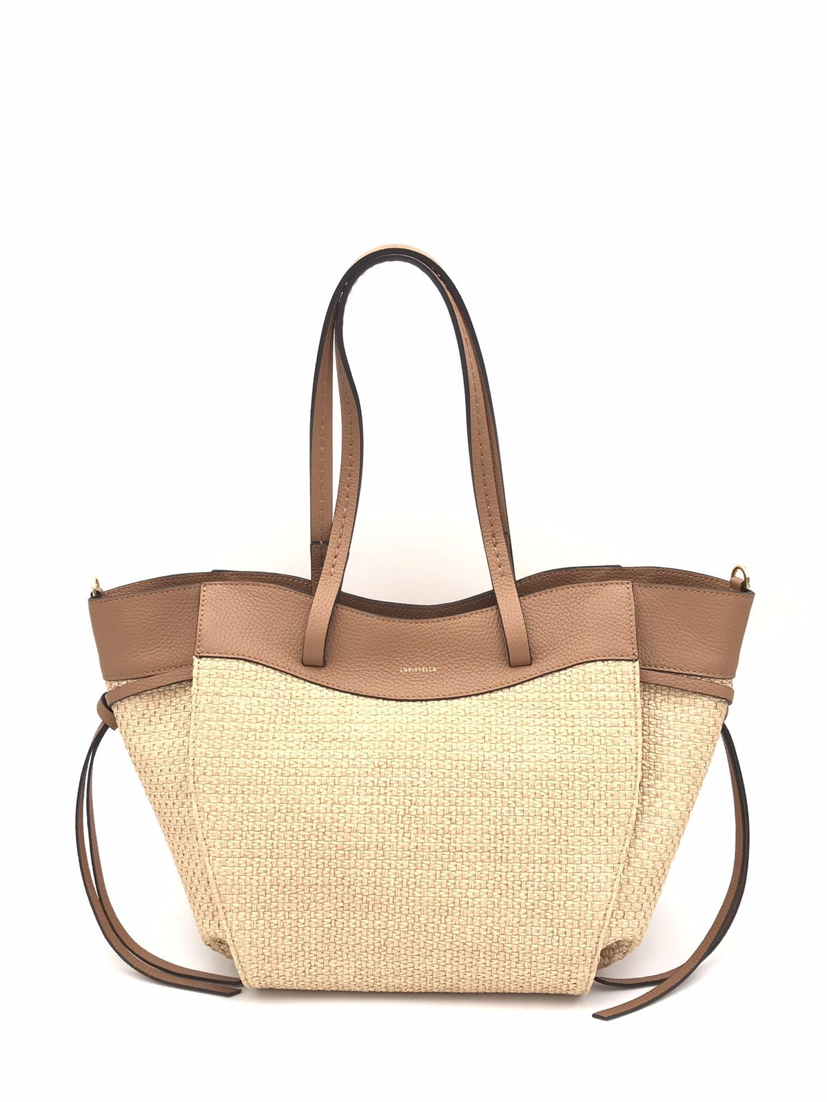 Borsa Sofia raffia naturale e pelle cuoio 2920P CUOIO LORISTELLA 