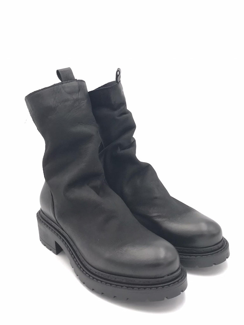 Tronchetto arricciato in pelle nera MA05 NERO METISSE 