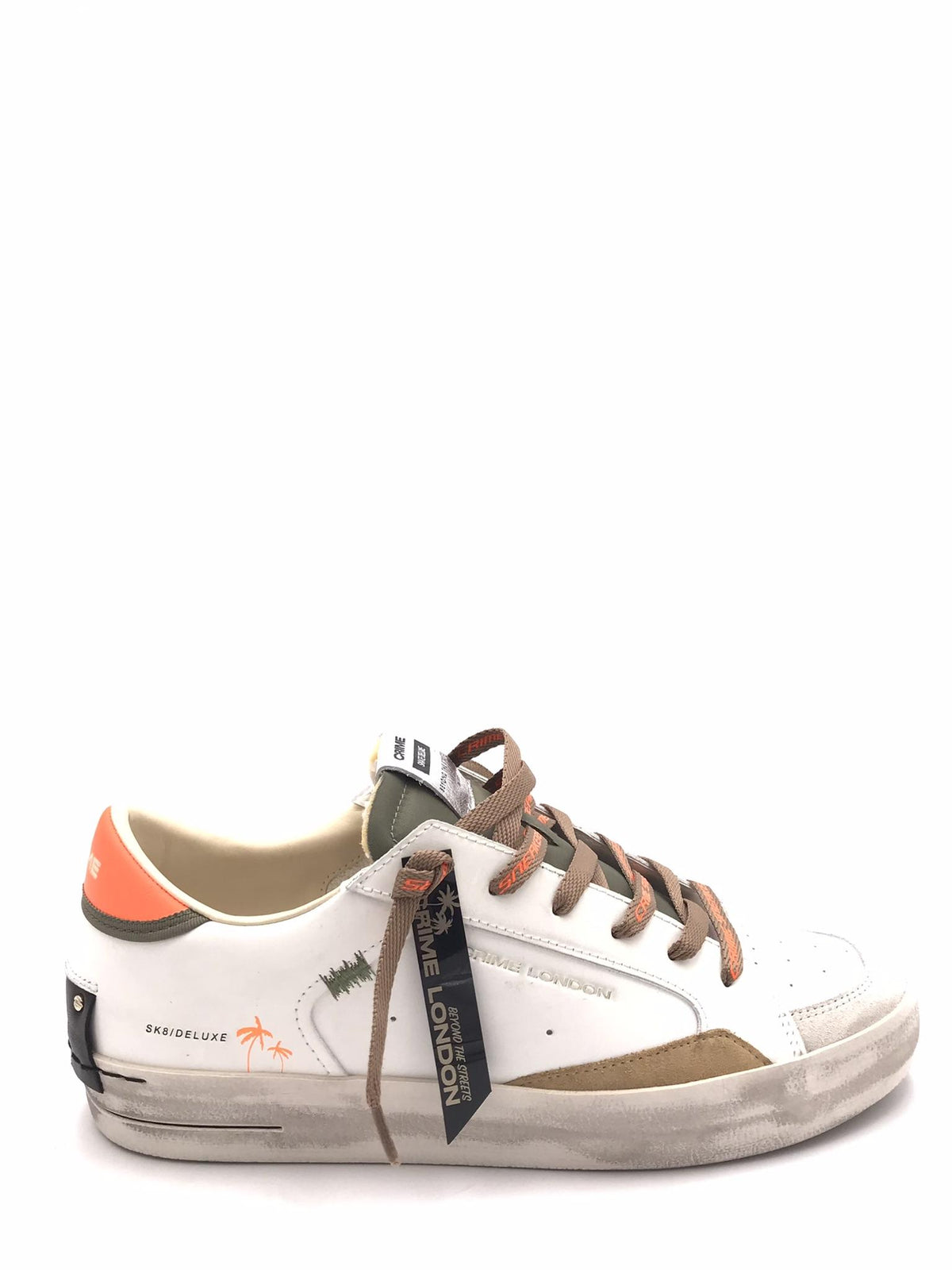 Sneakers Sk8 delux bianca con dettagli arancio fluo 19101 BIANCO CRIME LONDON 