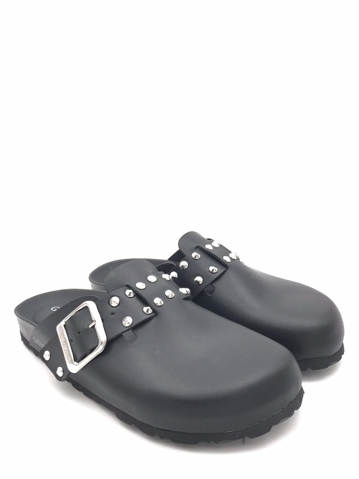 Ciabatte chiusa donna Sara nera con borchie