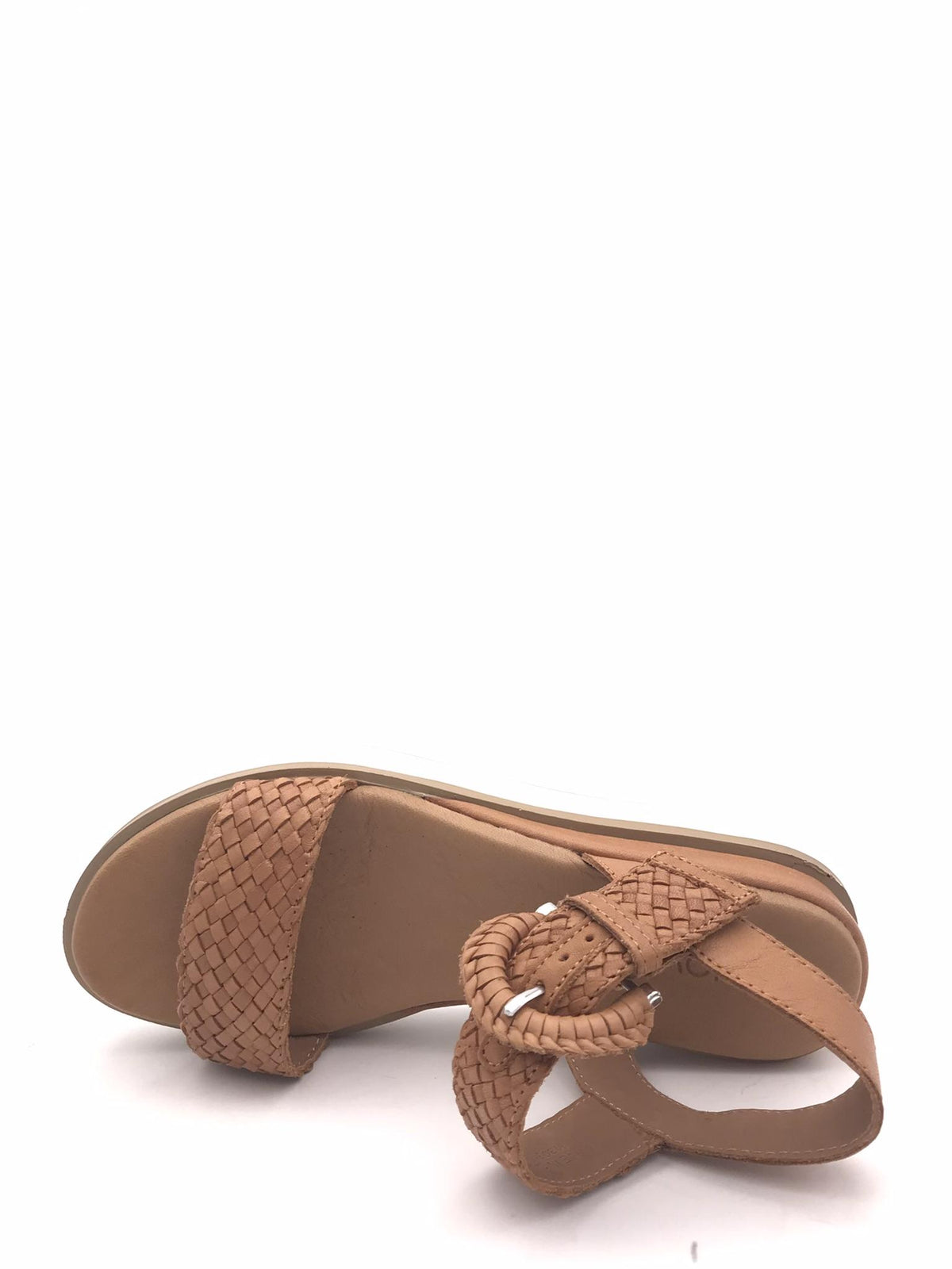 Sandalo in pelle intrecciata color cuoio 113031 CUOIO INUOVO 