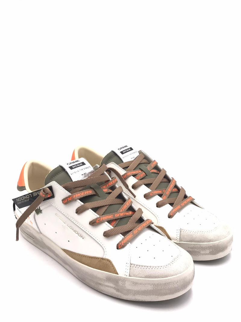 Sneakers Sk8 delux bianca con dettagli arancio fluo 19101 BIANCO CRIME LONDON 
