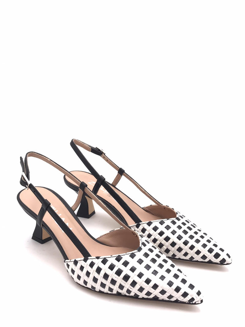 Slingback Rita in raffia nero-bianco 1520/ZP NERO/BIANCO ZULIAN 