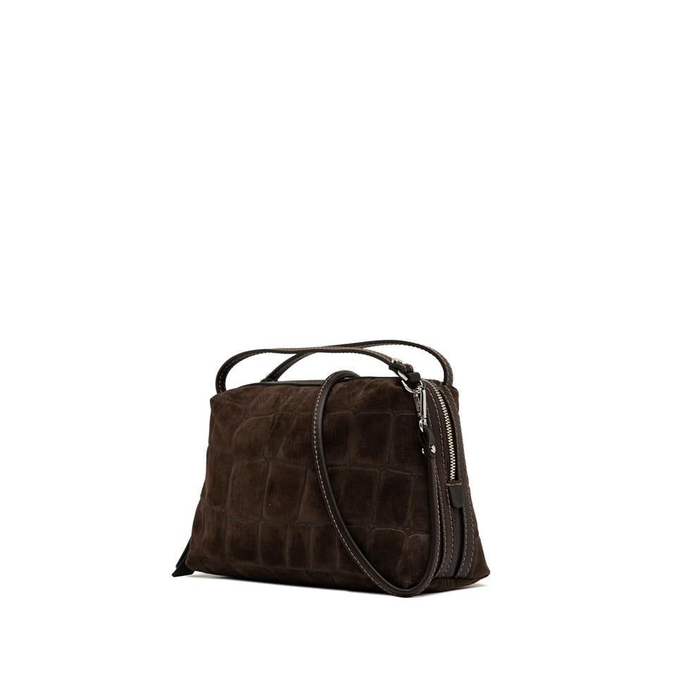 Borsa Alifa in pelle scamosciata effetto cocco espresso BS8258 CMCOCCOTESTA DI MORO GIANNI CHIARINI 