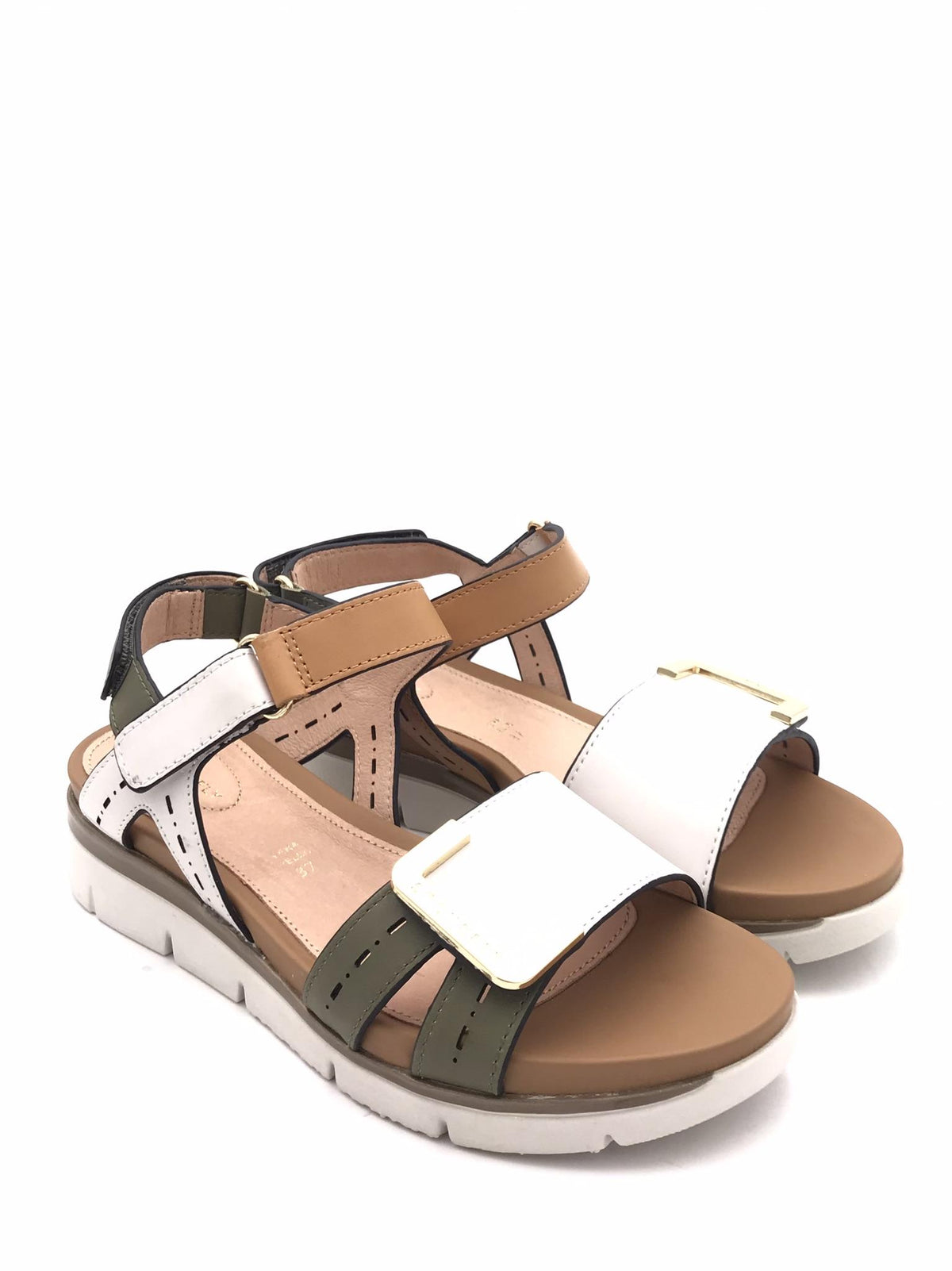 Sandalo Elody in pelle bianca-verde 220834 BINACO/VERDE STONEFLY 