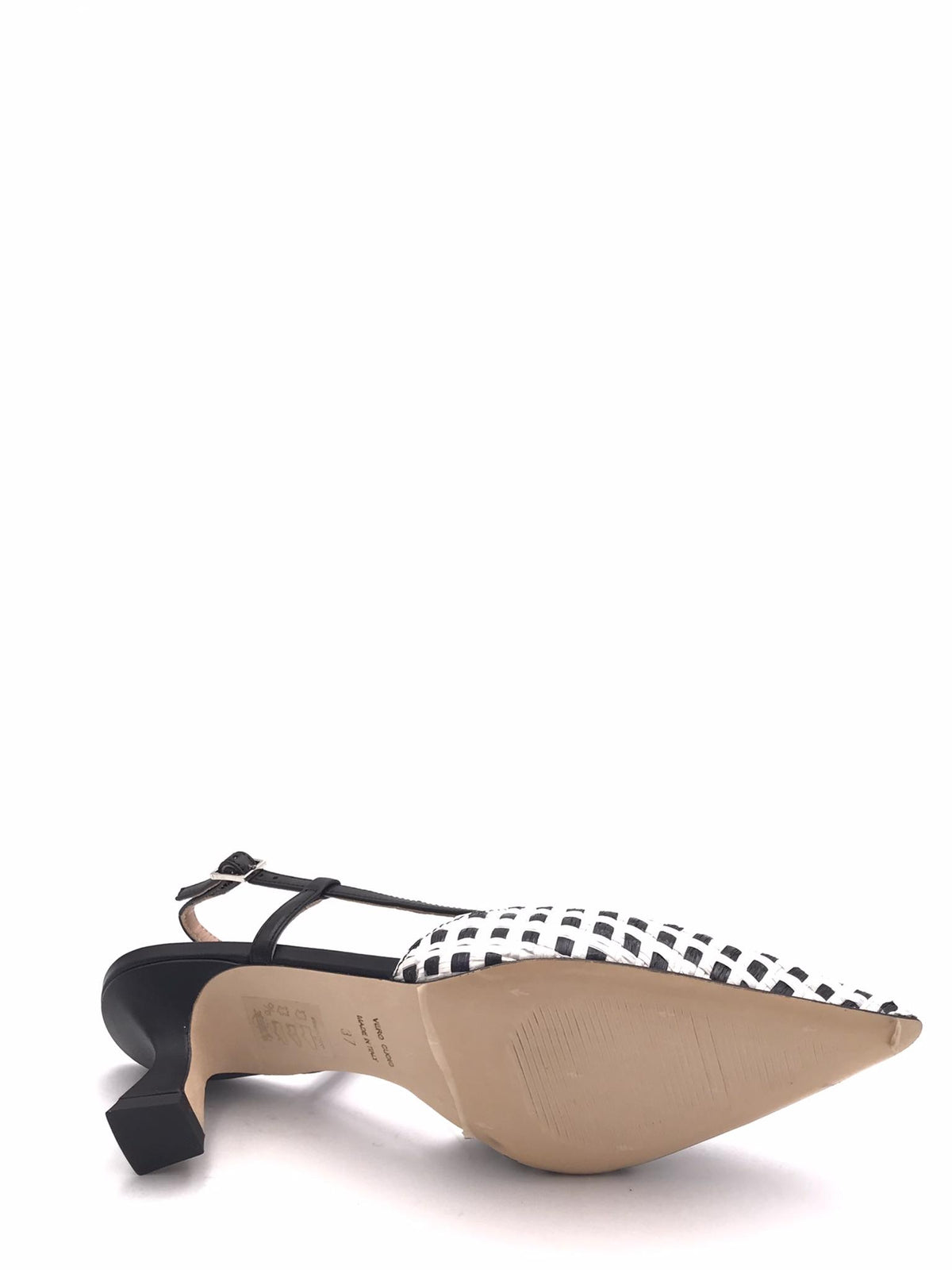 Slingback Rita in raffia nero-bianco 1520/ZP NERO/BIANCO ZULIAN 