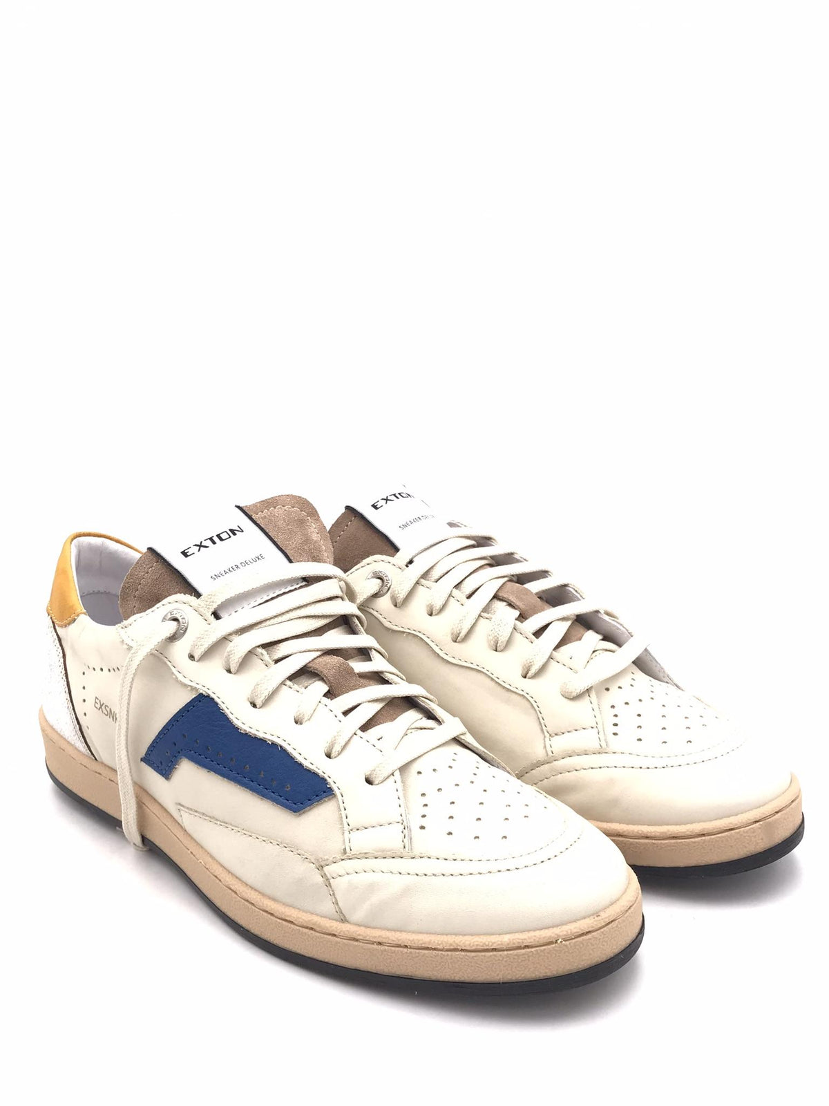 Sneakers uomo in pelle latte