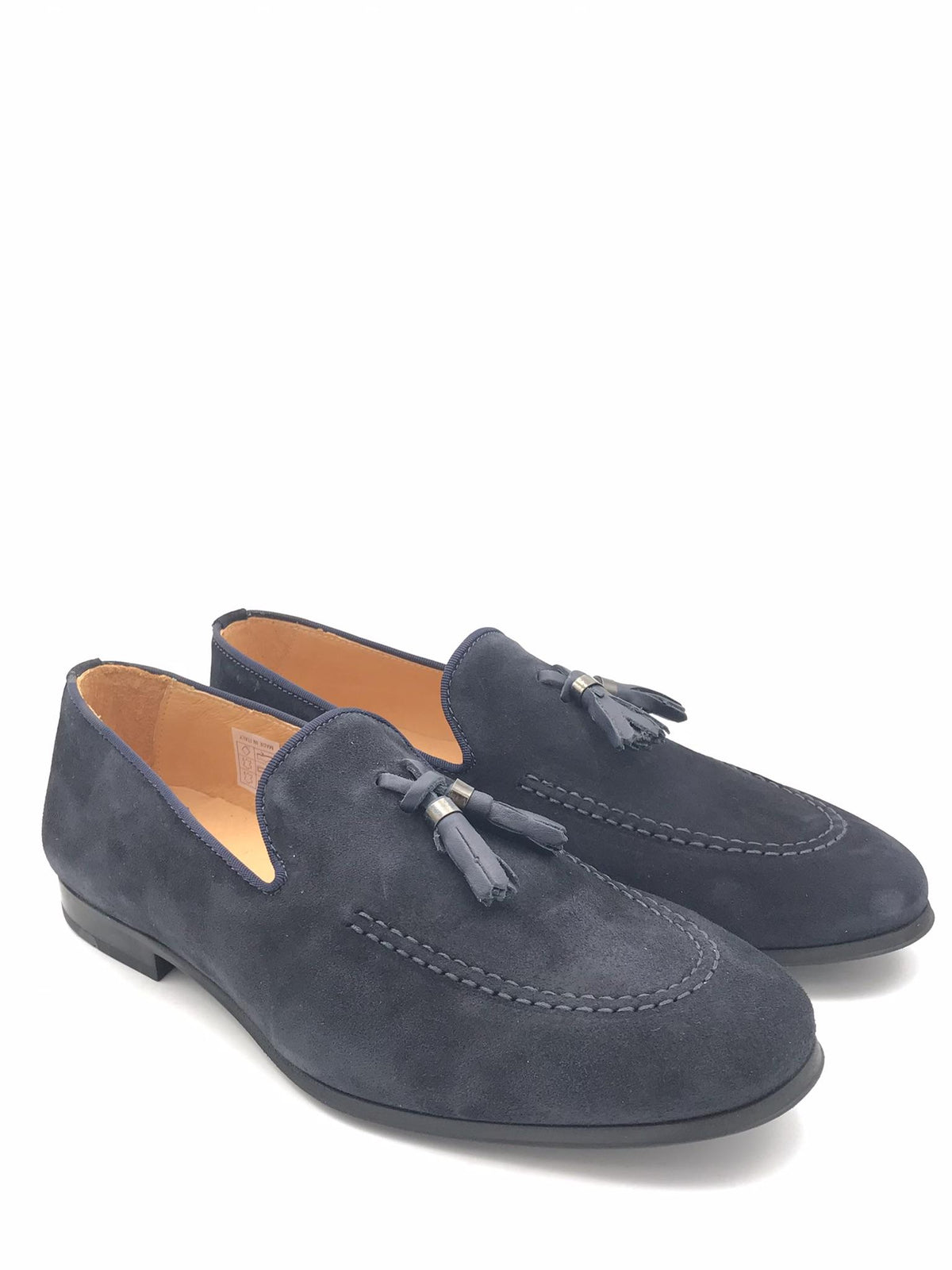 Mocassino uomo nappine in camoscio blu