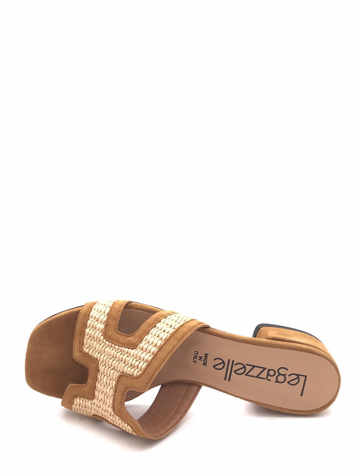 Ciabatta in camoscio cuoio e raffia natuale 330 CUOIO LEGAZZELLE 