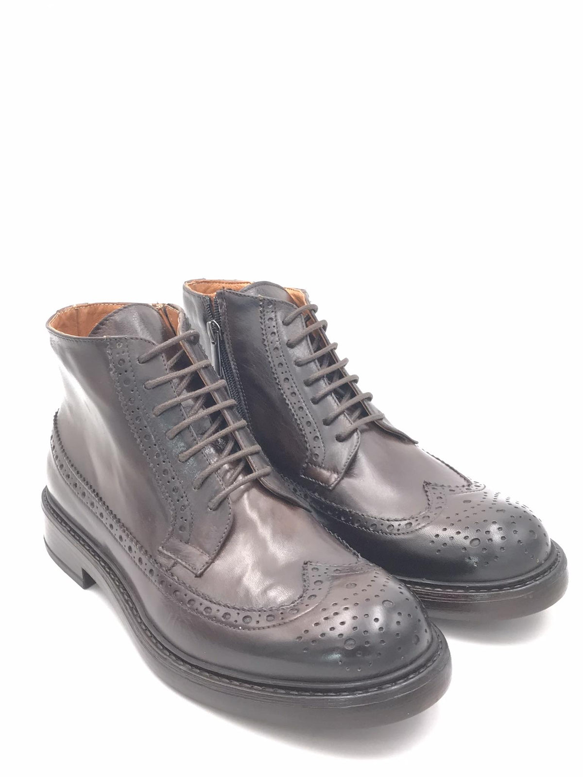 Stivaletto allacciato stile inglese in pelle moro 9821 TESTA DI MORO EXTON 