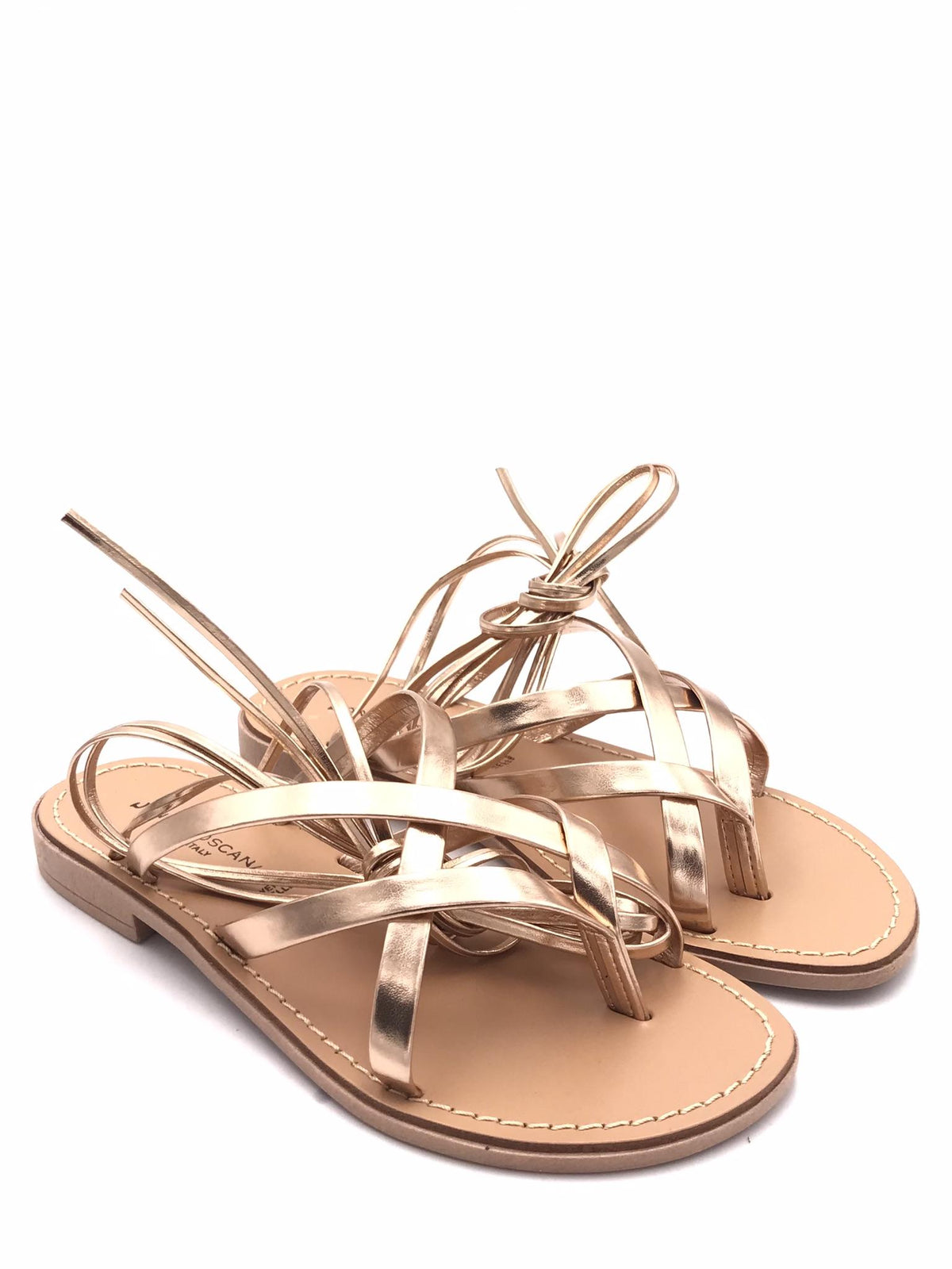 Sandalo infradito in pelle laminata rame LIDO 819 RAME DONNA TOSCANA 