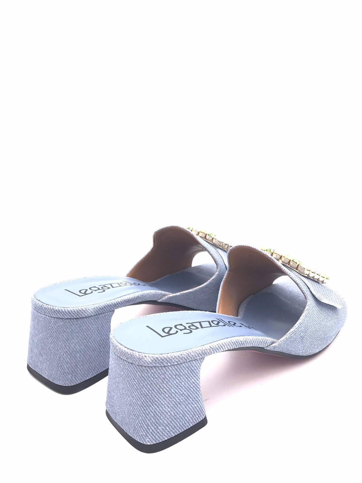 Ciabatta in denim con pietre multicolor 526 BLU LEGAZZELLE 