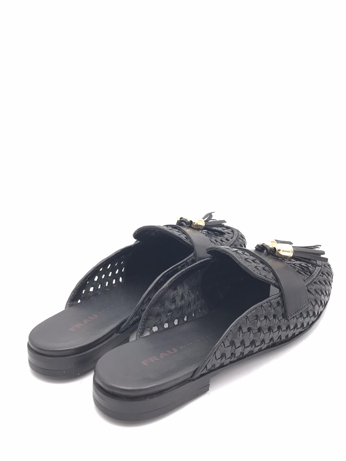 Sabot in pelle intracciata nera 95V7 NERO FRAU 