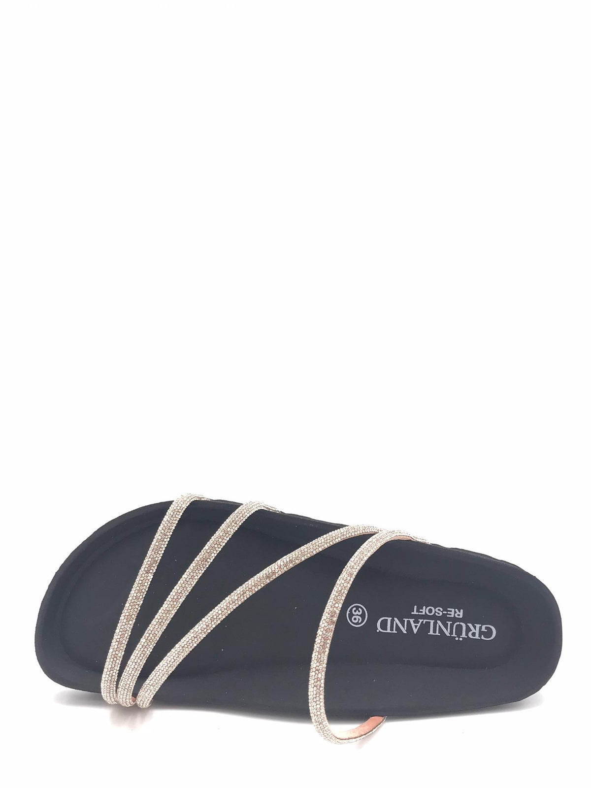 Ciabatta Sara con fascette in strass champagne CB 0836 CHAMPAGNE-NERO GRUNLAND 