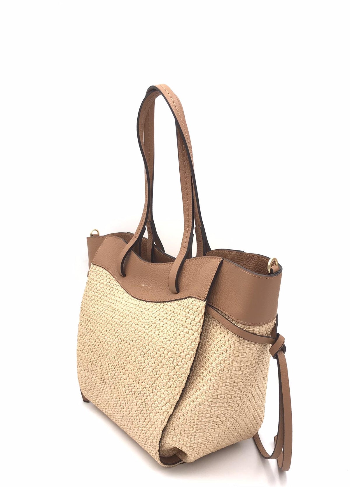 Borsa Sofia raffia naturale e pelle cuoio 2920P CUOIO LORISTELLA 
