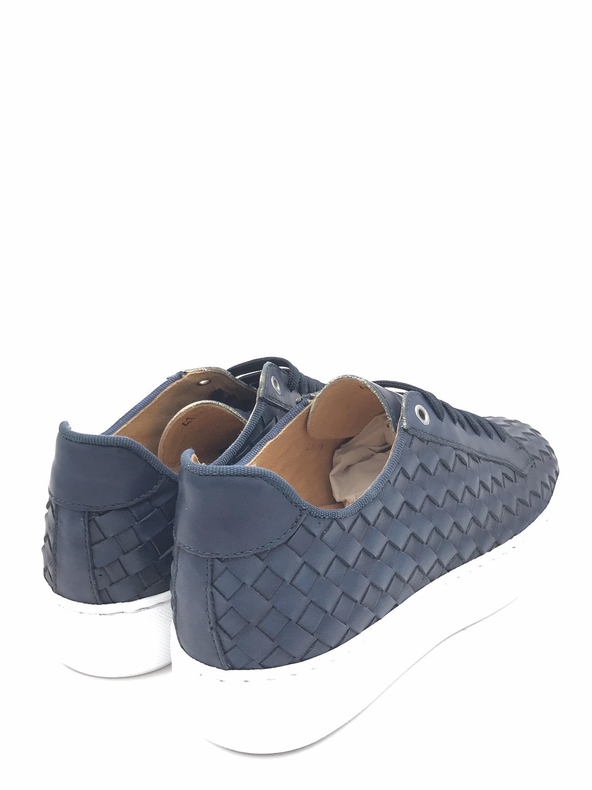Sneakers uomo in pelle intrecciata blu 526 BLU EXTON 