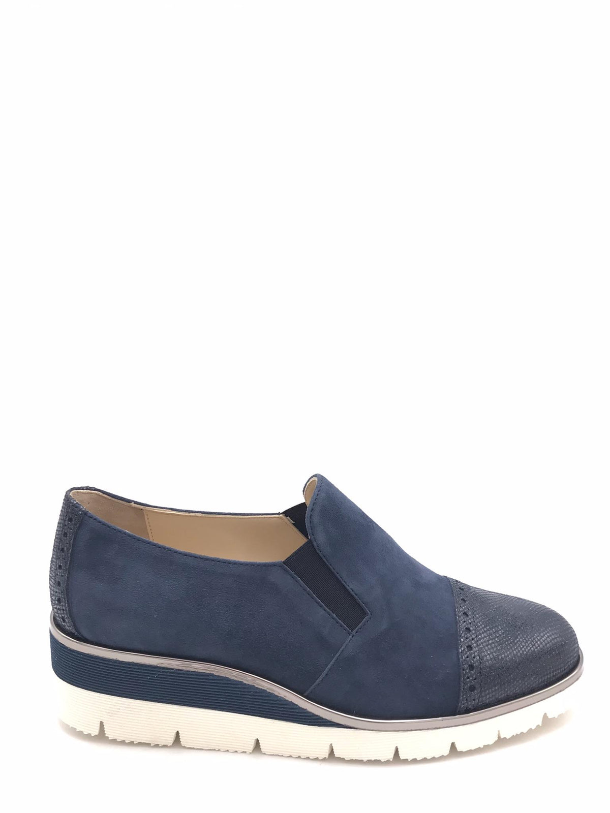 Scarpa accollata in camoscio blu 670 BLU ZULIAN 