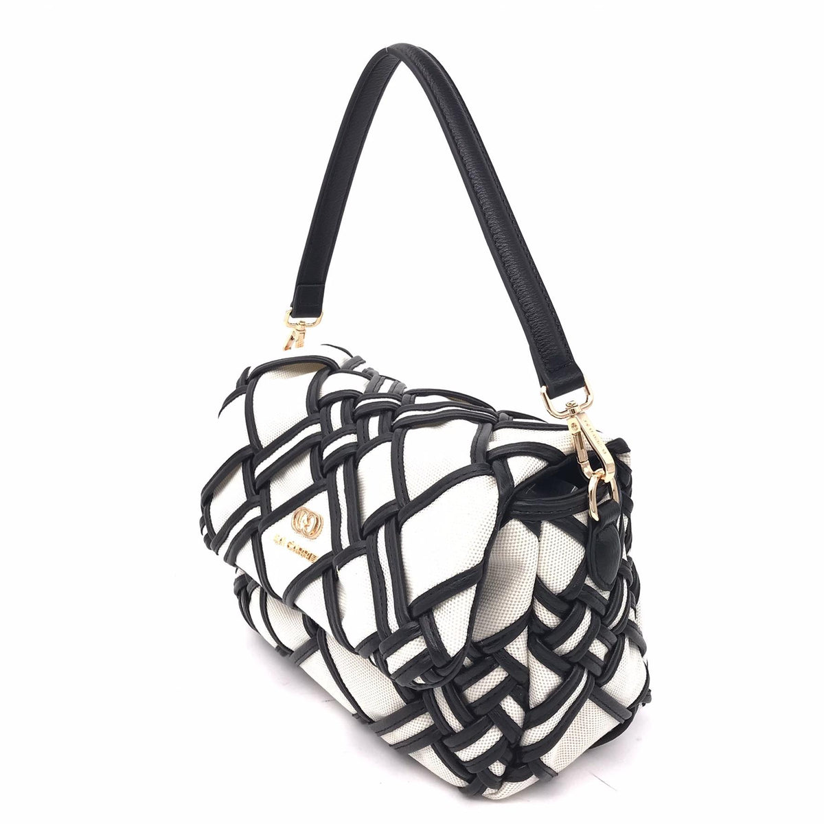 Borsa a spalla roads shoulder canvas nero-avorio 151M-BZ-202 NERO LA CARRIE 