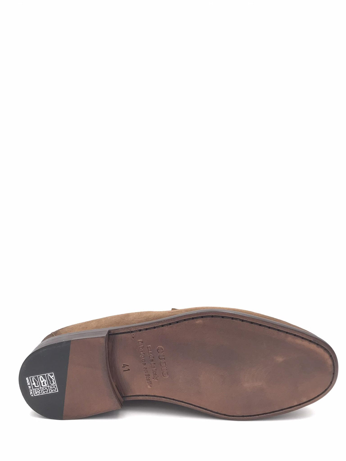 Mocassino sfoderato in camoscio marrone vintage