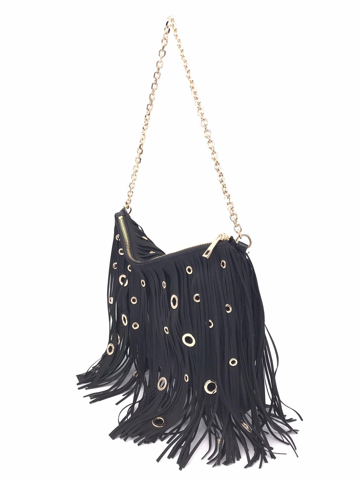Pochette night edition fringes nera 151M-KY-491 NERO LA CARRIE 
