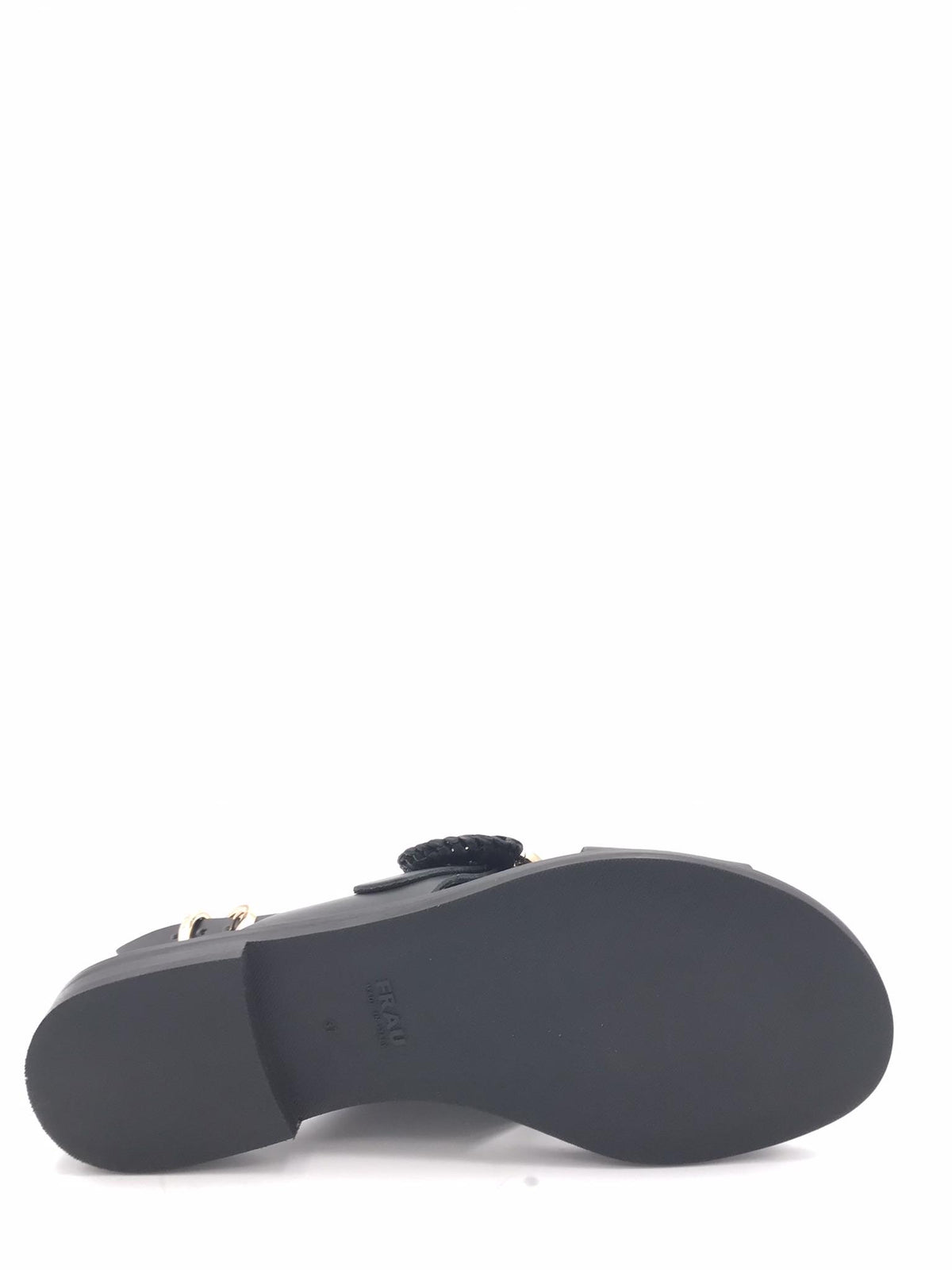 Sandali in pelle nera con fibbia oro 85M9 NERO FRAU 