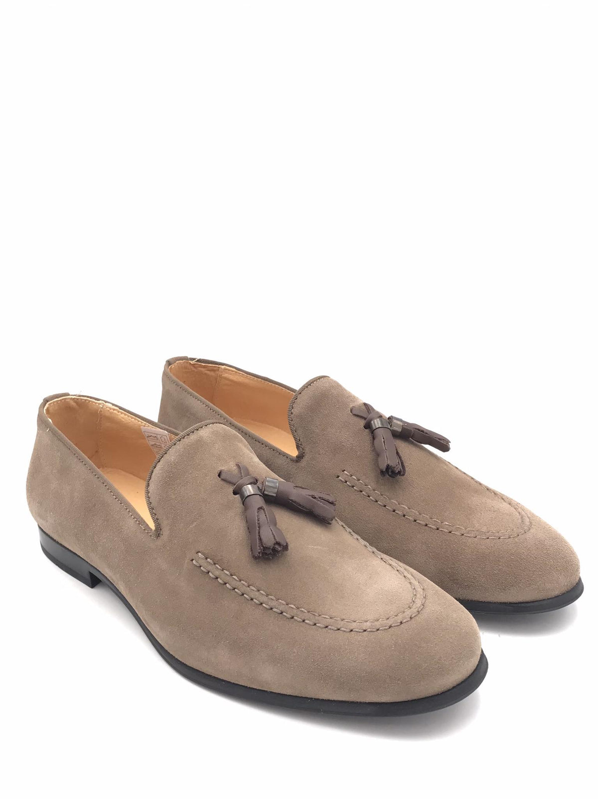 Mocassino uomo nappine in camoscio taupe