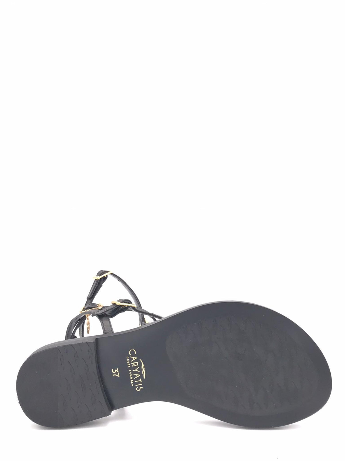 Sandali infradito doppio cinturino nero con accessorio in metallo 621031 NERO CARYATIS 