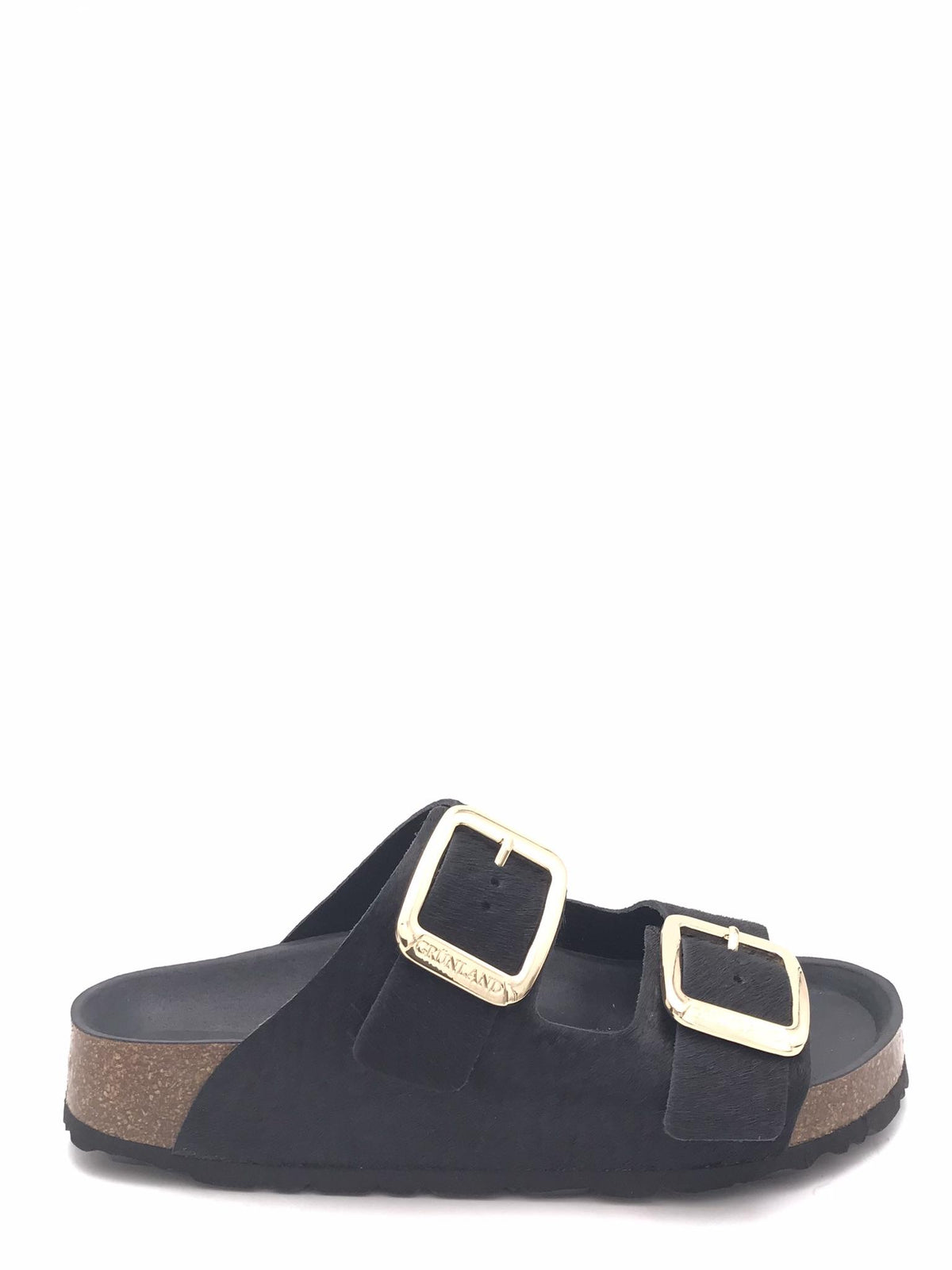 Ciabatta donna Enny in cavallino nero