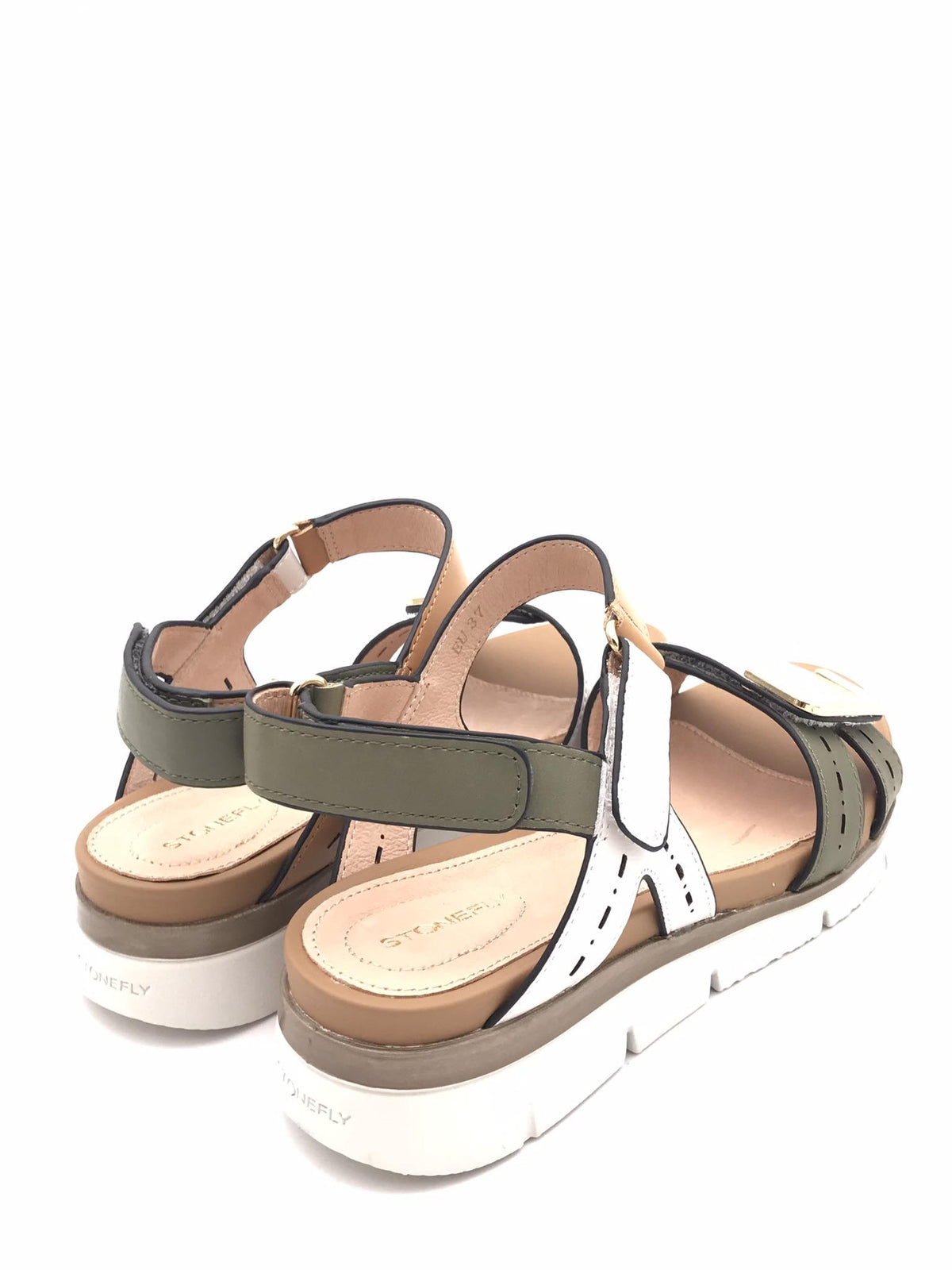 Sandalo Elody in pelle bianca-verde 220834 BINACO/VERDE STONEFLY 