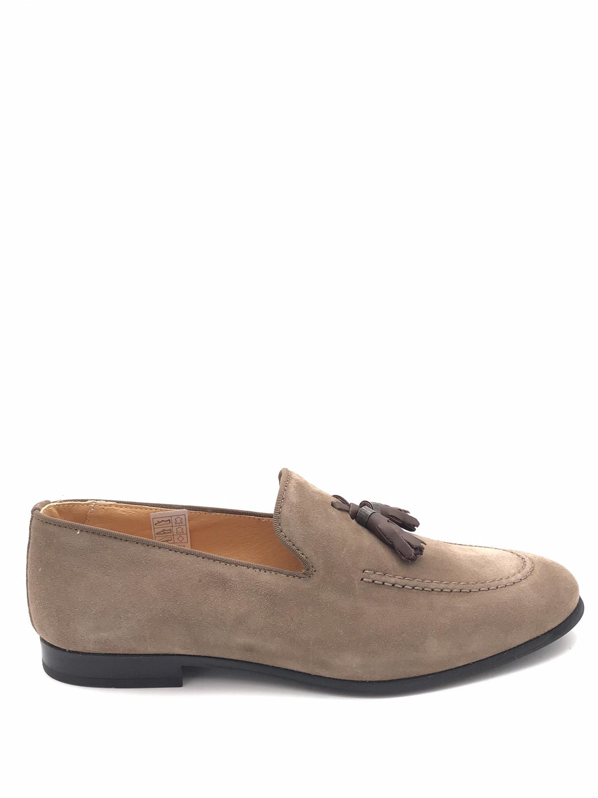 Mocassino uomo nappine in camoscio taupe