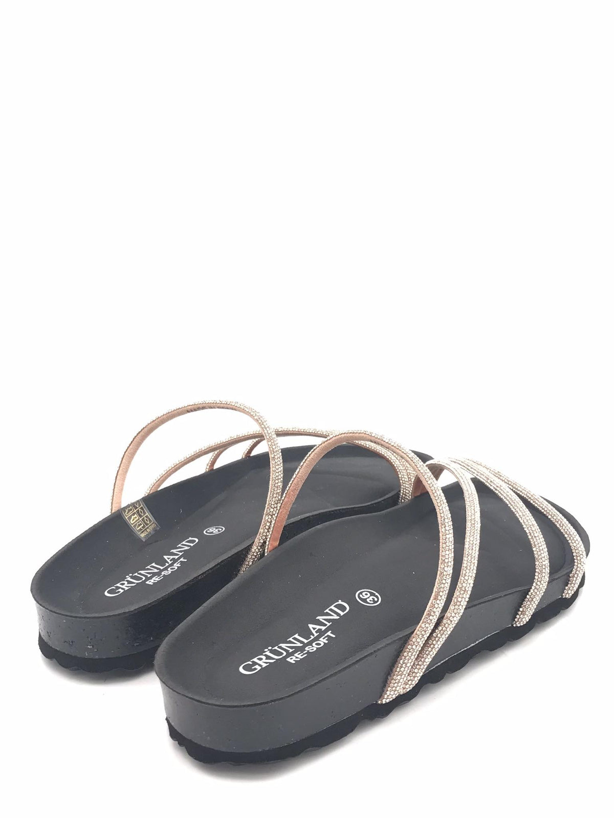 Ciabatta Sara con fascette in strass champagne CB 0836 CHAMPAGNE-NERO GRUNLAND 
