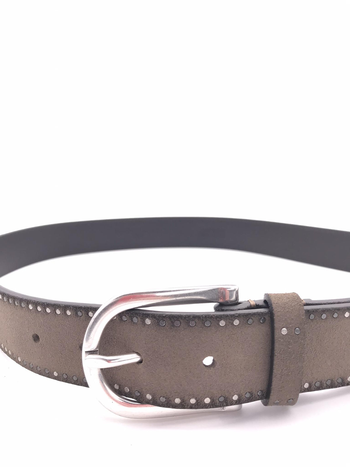 Cintura uomo in crosta taupe con borchie MRF2511C41 TAUPE MINORONZONI 